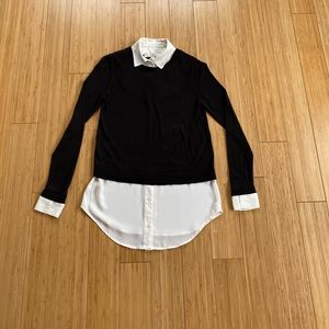 Ann Taylor Loft Black Sweater with Built-In Blouse
